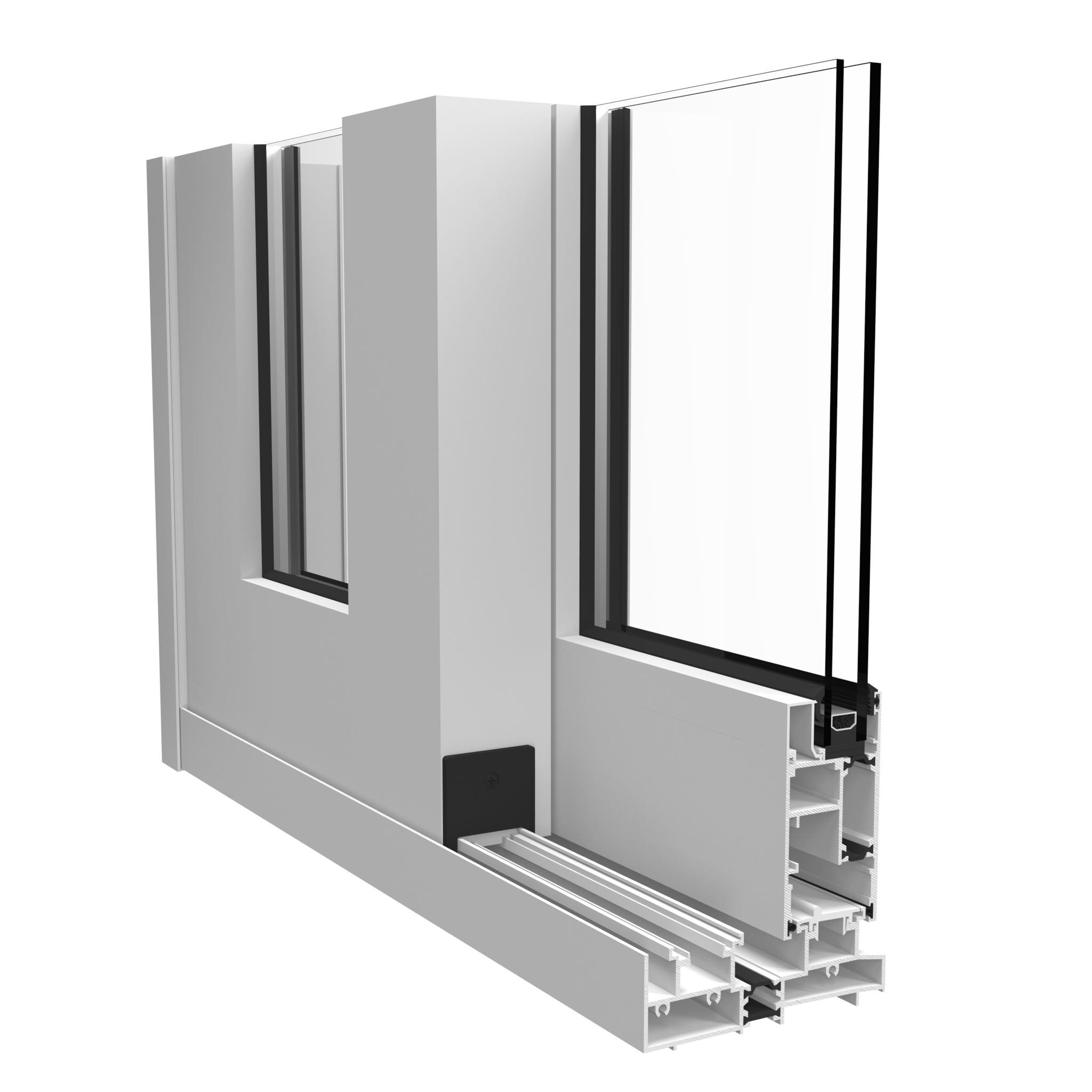 Corte técnico do perfil SAPA Wideslide 250